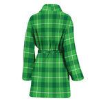Shamrock Green Plaid Pattern Print Women's Bathrobe