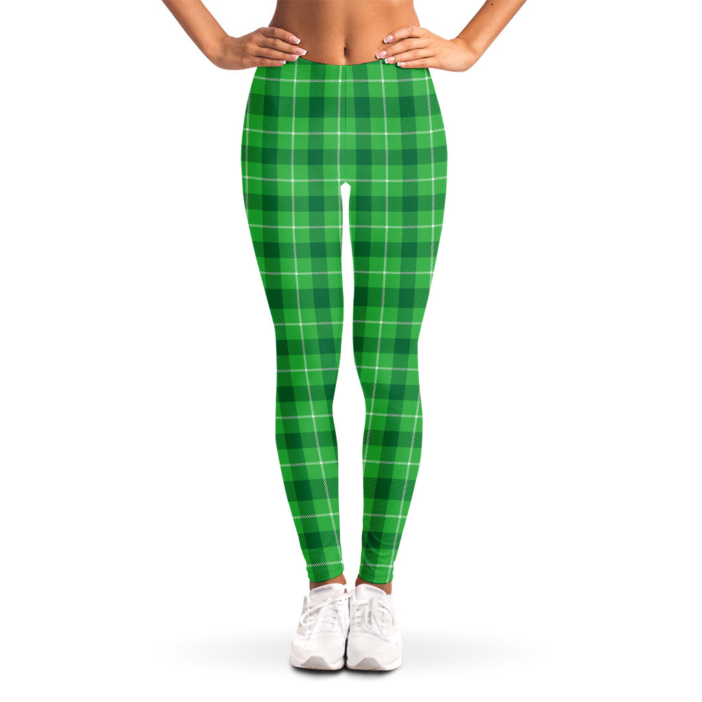 Shamrock Green Plaid Pattern Print Women's Leggings