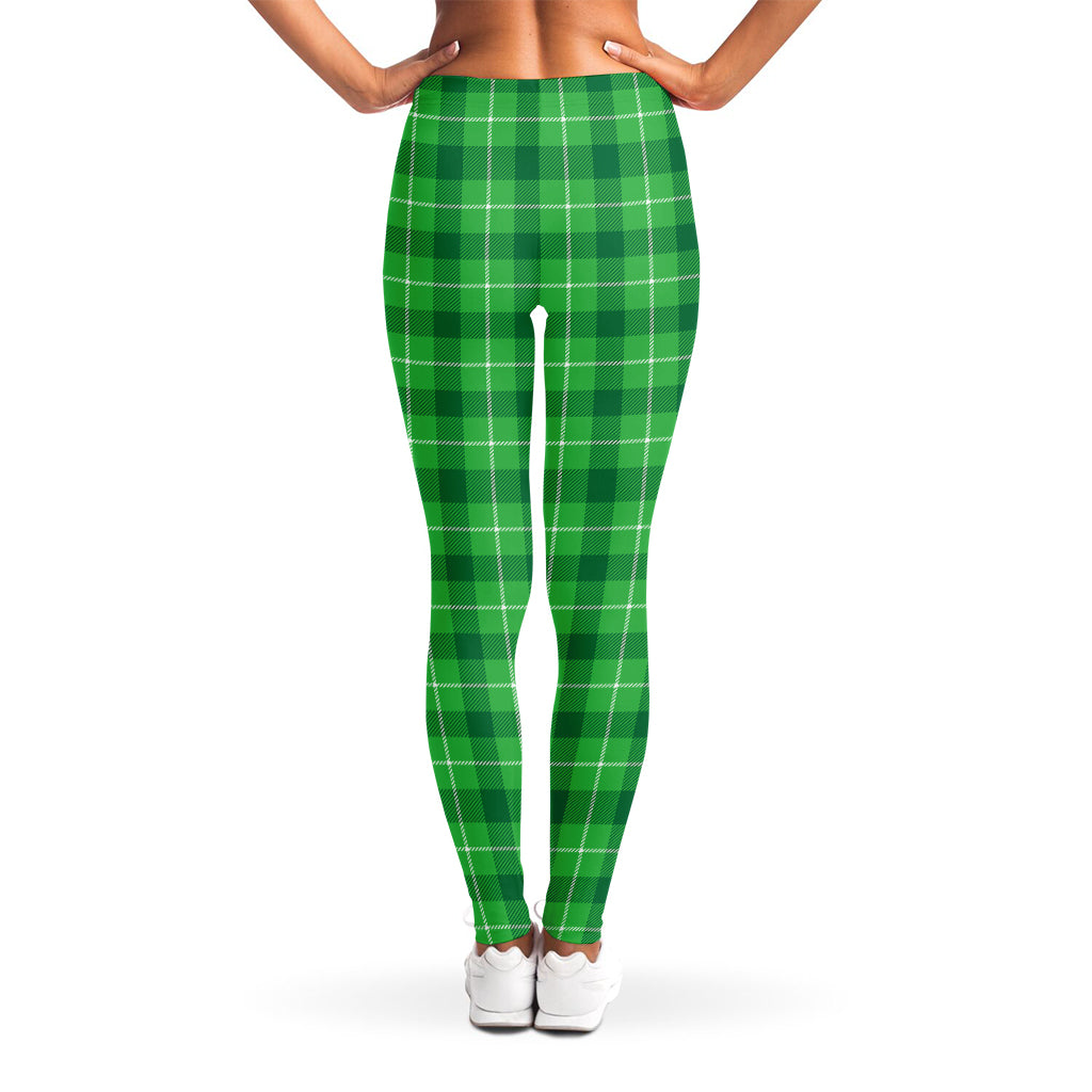 Shamrock Green Plaid Pattern Print Women's Leggings