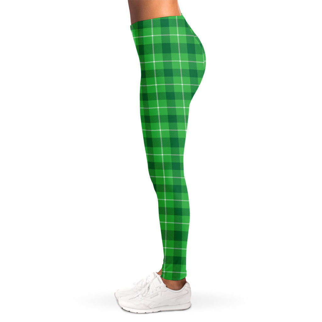 Shamrock Green Plaid Pattern Print Women's Leggings