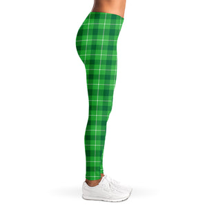 Shamrock Green Plaid Pattern Print Women's Leggings