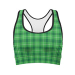 Shamrock Green Plaid Pattern Print Women's Sports Bra