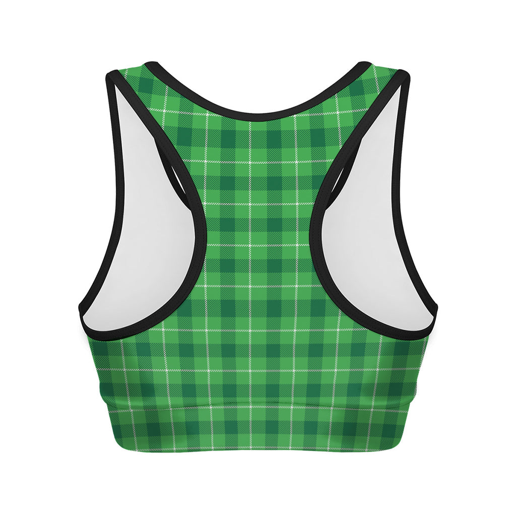 Shamrock Green Plaid Pattern Print Women's Sports Bra