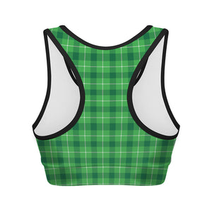 Shamrock Green Plaid Pattern Print Women's Sports Bra