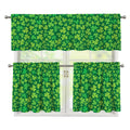 Shamrock Leaf St. Patrick's Day Print 3 Piece Kitchen Curtains