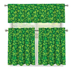 Shamrock Leaf St. Patrick's Day Print 3 Piece Kitchen Curtains