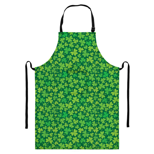 Shamrock Leaf St. Patrick's Day Print Bib Apron With Pocket