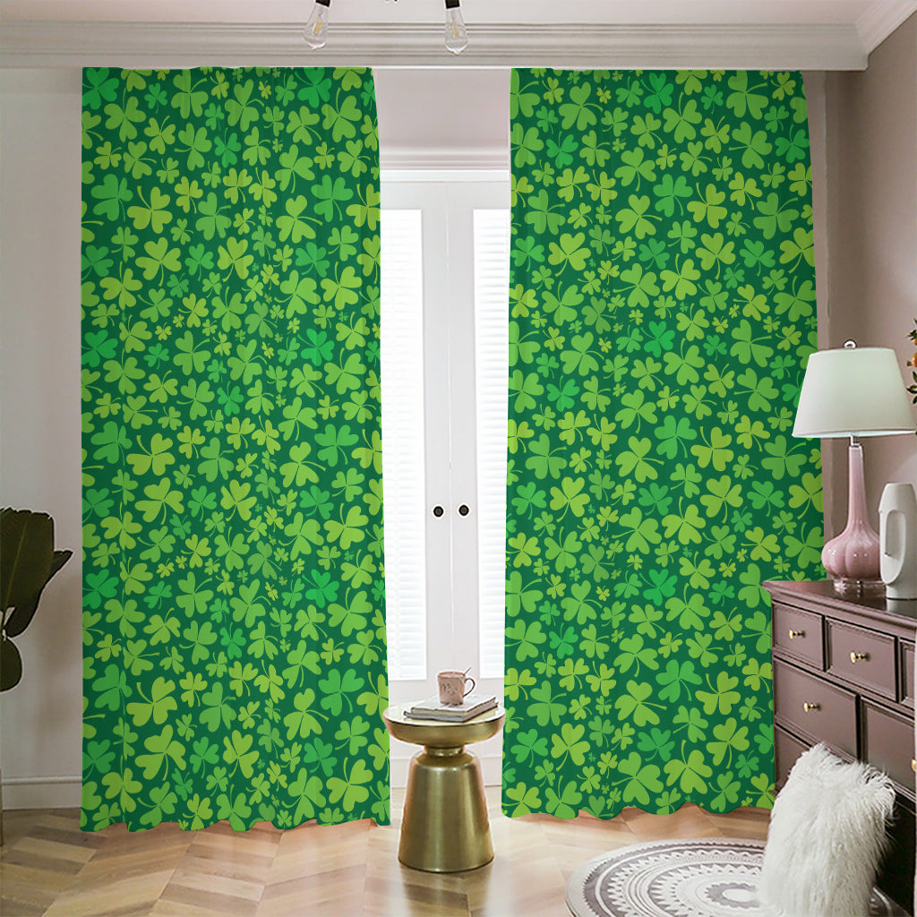 Shamrock Leaf St. Patrick's Day Print Blackout Pencil Pleat Curtains