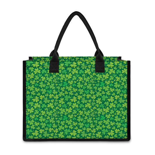 Shamrock Leaf St. Patrick's Day Print Canvas Tote Bag
