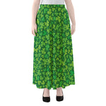 Shamrock Leaf St. Patrick's Day Print Chiffon Maxi Skirt