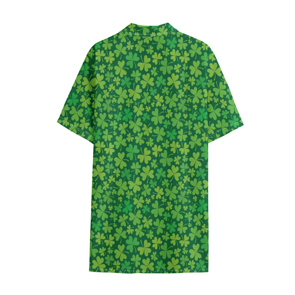 Shamrock Leaf St. Patrick's Day Print Cotton Hawaiian Shirt
