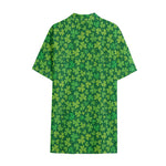 Shamrock Leaf St. Patrick's Day Print Cotton Hawaiian Shirt