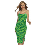 Shamrock Leaf St. Patrick's Day Print Cross Back Cami Dress