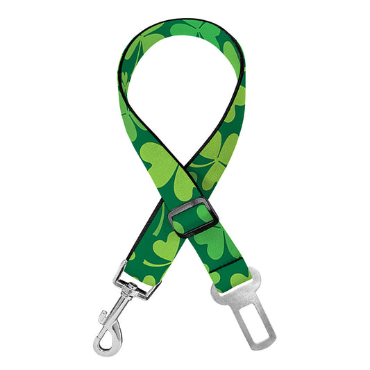 Shamrock Leaf St. Patrick's Day Print Dog Seat Belt