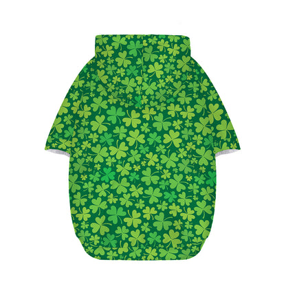 Shamrock Leaf St. Patrick's Day Print Dog Zip Up Hoodie