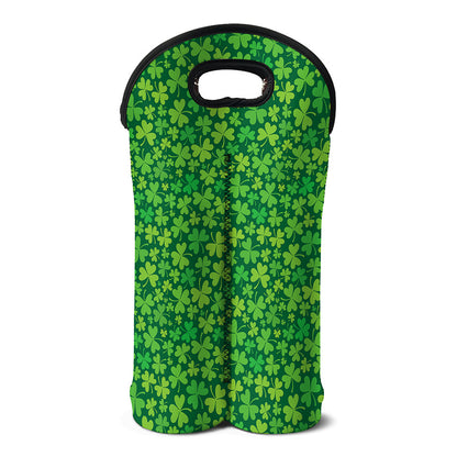 Shamrock Leaf St. Patrick's Day Print Double Neoprene Wine Tote