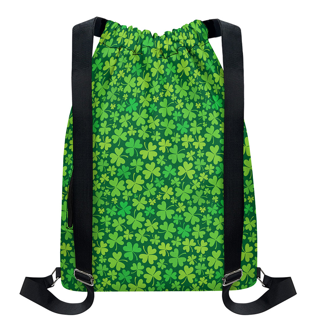 Shamrock Leaf St. Patrick's Day Print Drawstring Backpack