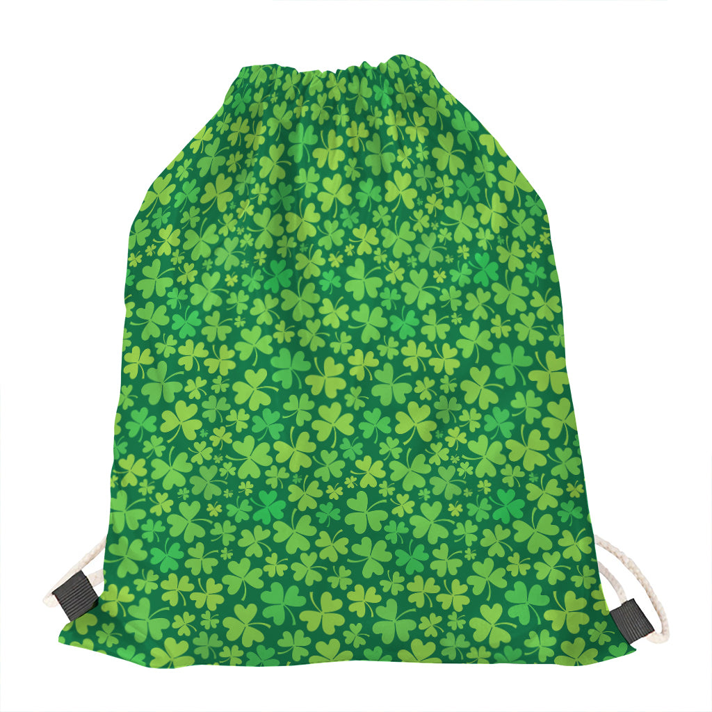 Shamrock Leaf St. Patrick's Day Print Drawstring Bag