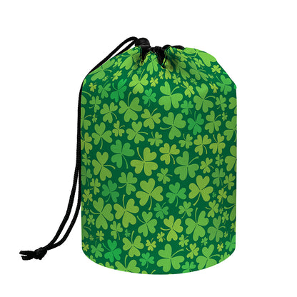 Shamrock Leaf St. Patrick's Day Print Drawstring Makeup Bag