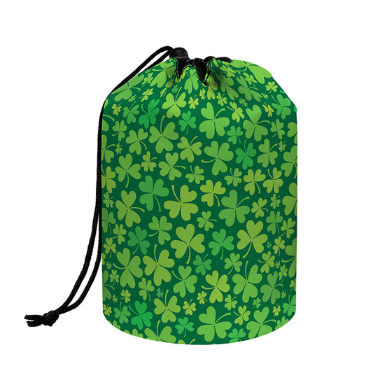 Shamrock Leaf St. Patrick's Day Print Drawstring Makeup Bag