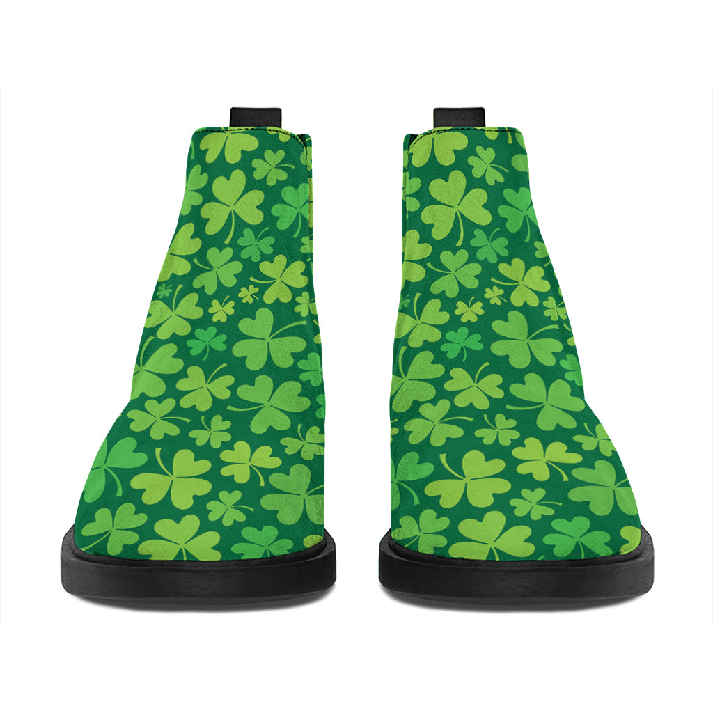 Shamrock Leaf St. Patrick's Day Print Flat Ankle Boots