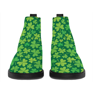 Shamrock Leaf St. Patrick's Day Print Flat Ankle Boots