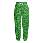 Shamrock Leaf St. Patrick's Day Print Fleece Lined Knit Pants