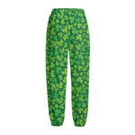 Shamrock Leaf St. Patrick's Day Print Fleece Lined Knit Pants