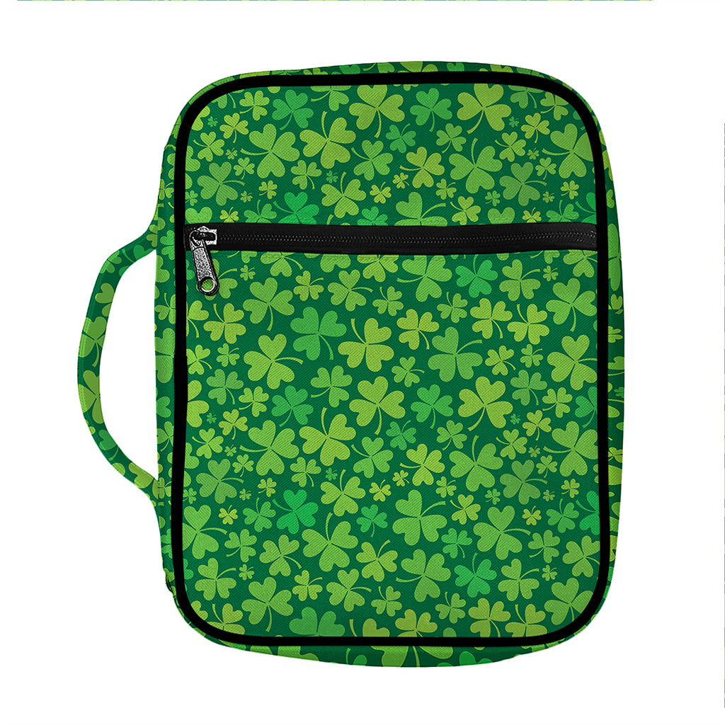 Shamrock Leaf St. Patrick's Day Print Front Pocket Bible Bag