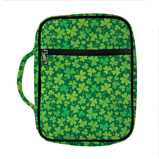 Shamrock Leaf St. Patrick's Day Print Front Pocket Bible Bag