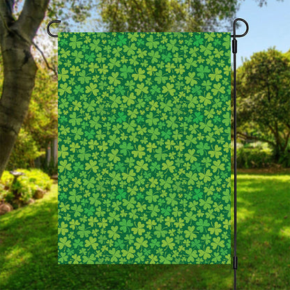Shamrock Leaf St. Patrick's Day Print Garden Flag