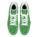 Shamrock Leaf St. Patrick's Day Print High Top Leather Sneakers