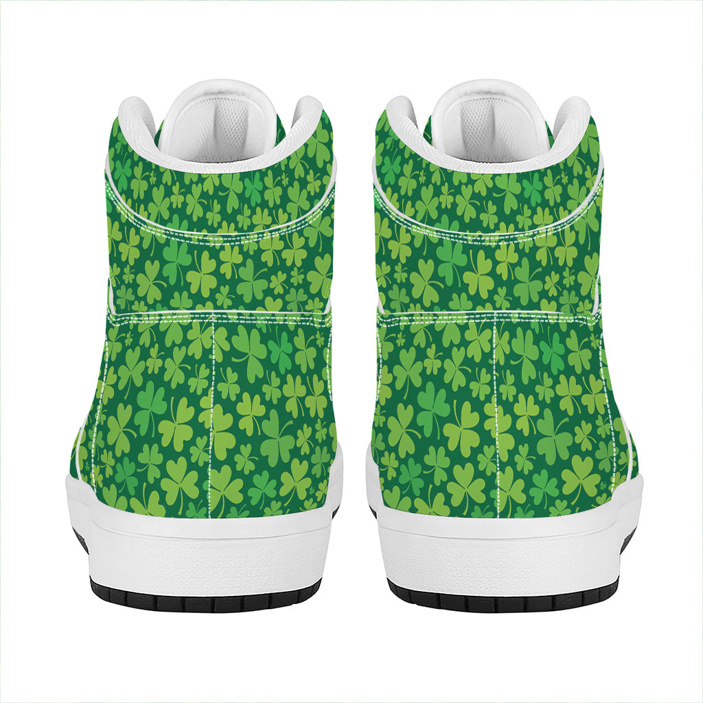 Shamrock Leaf St. Patrick's Day Print High Top Leather Sneakers