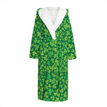 Shamrock Leaf St. Patrick's Day Print Hooded Bathrobe