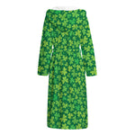 Shamrock Leaf St. Patrick's Day Print Hooded Bathrobe