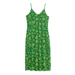 Shamrock Leaf St. Patrick's Day Print Jersey Midi Cami Dress