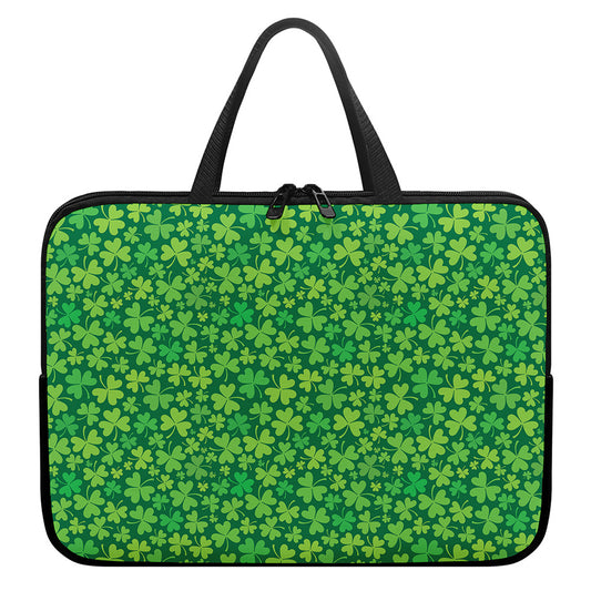 Shamrock Leaf St. Patrick's Day Print Laptop Sleeve With Handle