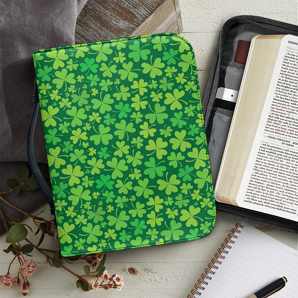 Shamrock Leaf St. Patrick's Day Print Leather Bible Cover