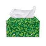 Shamrock Leaf St. Patrick's Day Print Leather Tissue Box Cover