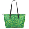 Shamrock Leaf St. Patrick's Day Print Leather Tote Bag