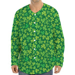 Shamrock Leaf St. Patrick's Day Print Long Sleeve Baseball Jersey