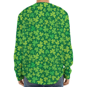 Shamrock Leaf St. Patrick's Day Print Long Sleeve Baseball Jersey