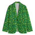 Shamrock Leaf St. Patrick's Day Print Men's Cotton Blazer