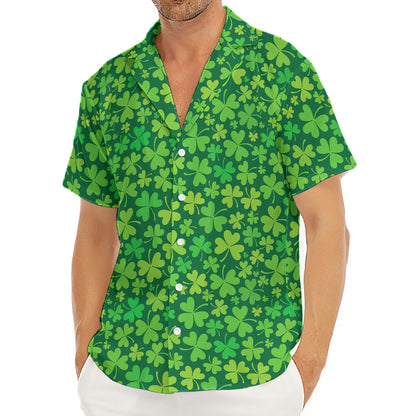 Shamrock Leaf St. Patrick's Day Print Men's Deep V-Neck Shirt