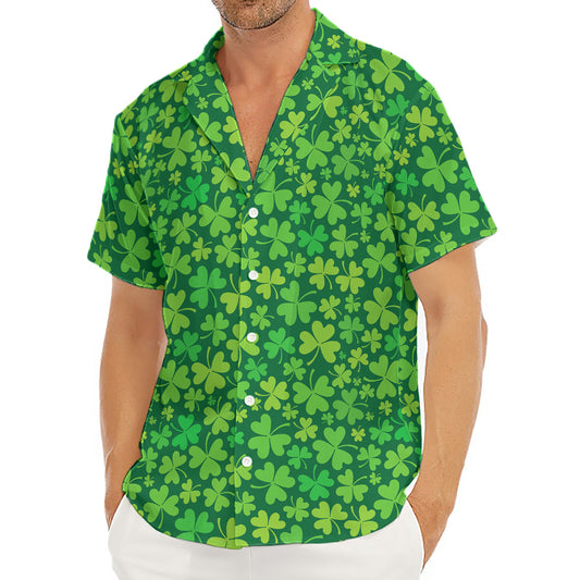 Shamrock Leaf St. Patrick's Day Print Men's Deep V-Neck Shirt