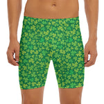 Shamrock Leaf St. Patrick's Day Print Men's Long Boxer Briefs