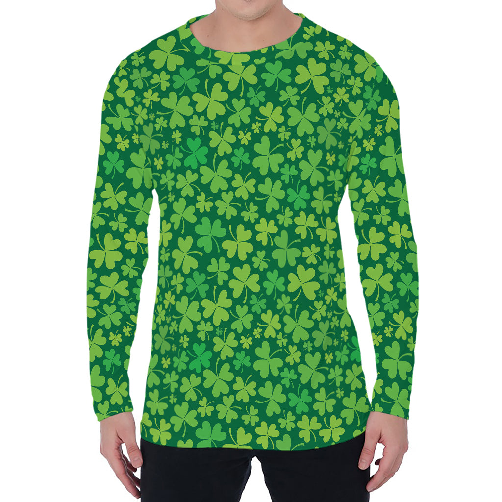 Shamrock Leaf St. Patrick's Day Print Men's Long Sleeve T-Shirt