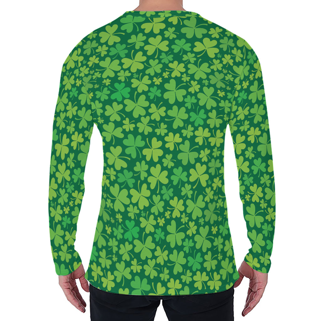 Shamrock Leaf St. Patrick's Day Print Men's Long Sleeve T-Shirt
