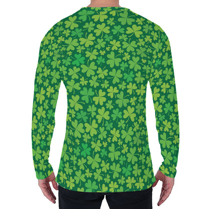Shamrock Leaf St. Patrick's Day Print Men's Long Sleeve T-Shirt