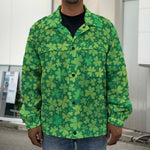 Shamrock Leaf St. Patrick's Day Print Men's Shirt Jacket